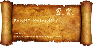 Bakó Kristóf névjegykártya