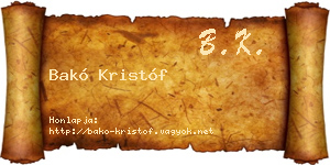Bakó Kristóf névjegykártya